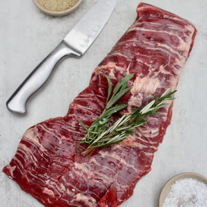 Pastured Beef, Prime Hanger Steak with Coarse Maldon Sea Salt, Pepper, and Rosemary