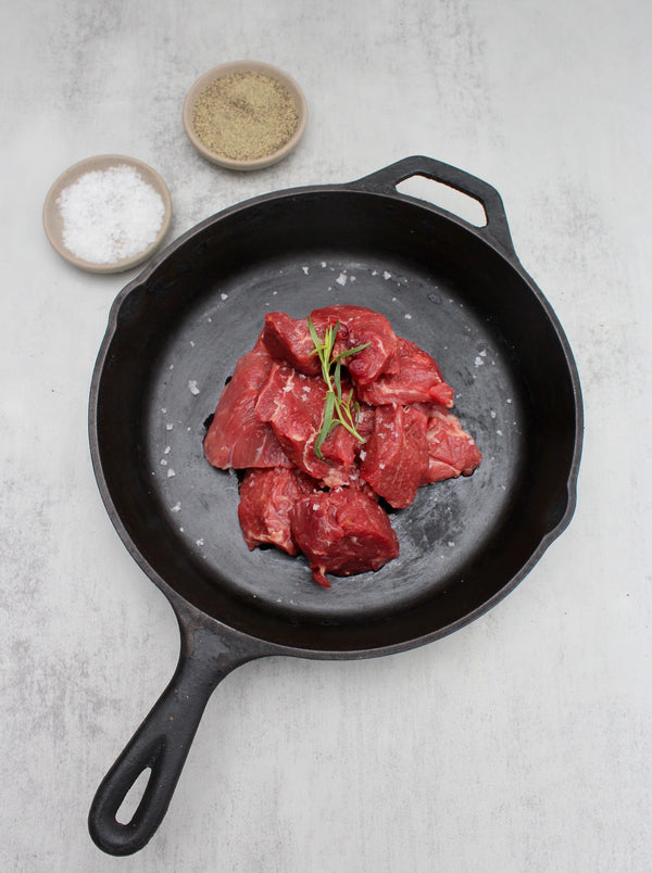 Pastured Beef, Prime Stew Beef with Maldon Sea Salt, Pepper, And Taragon