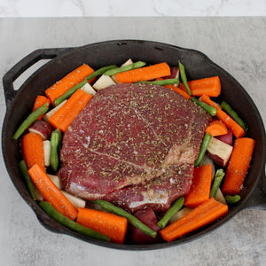 Prime Angus Sirloin Tip Roast, Dry Aged Beef, Cast Iron